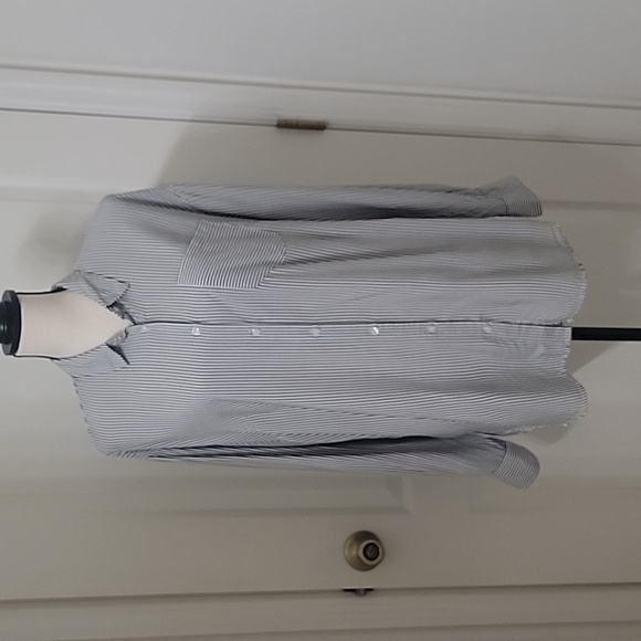 a new day size XXL Blue White Stripe Button Down Shirt with Single Chest Pocket - Picture 1 of 13